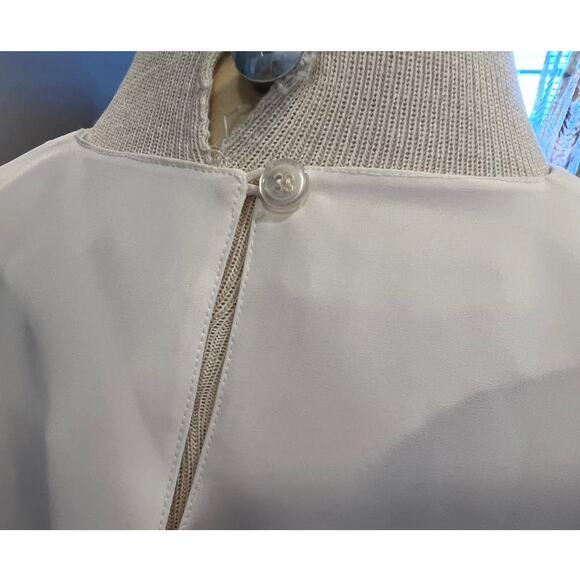 Retro Susan Hutton Embroidered Jewel Neck Blouse Size 8 Petite Cream Long Sleeve - Picture 9 of 13